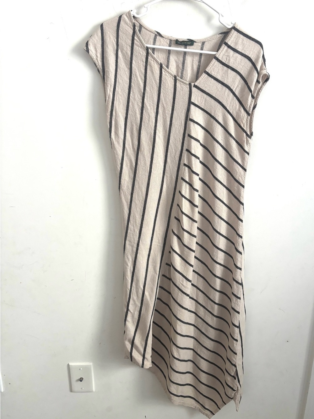 For Cynthia Dress Linen Asymmetrical Medium Maxi Striped Stretch Langenlook